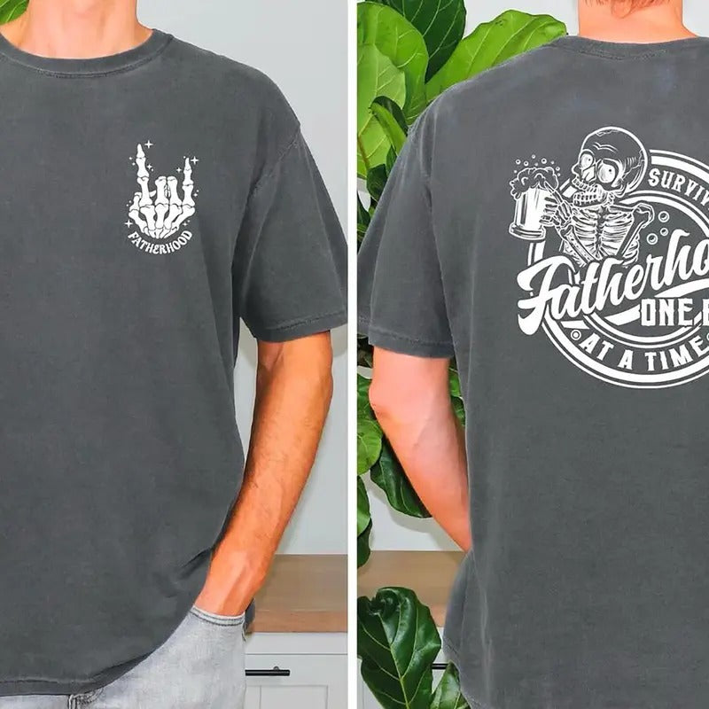 Fatherhood Front And Back Shirt, Surviving Fatherhood One Beer At A Time T-Shirt, Funny Father Tee, Drinking Husband Shirt, Fathers Day Gift, Funny Shirt for Dad