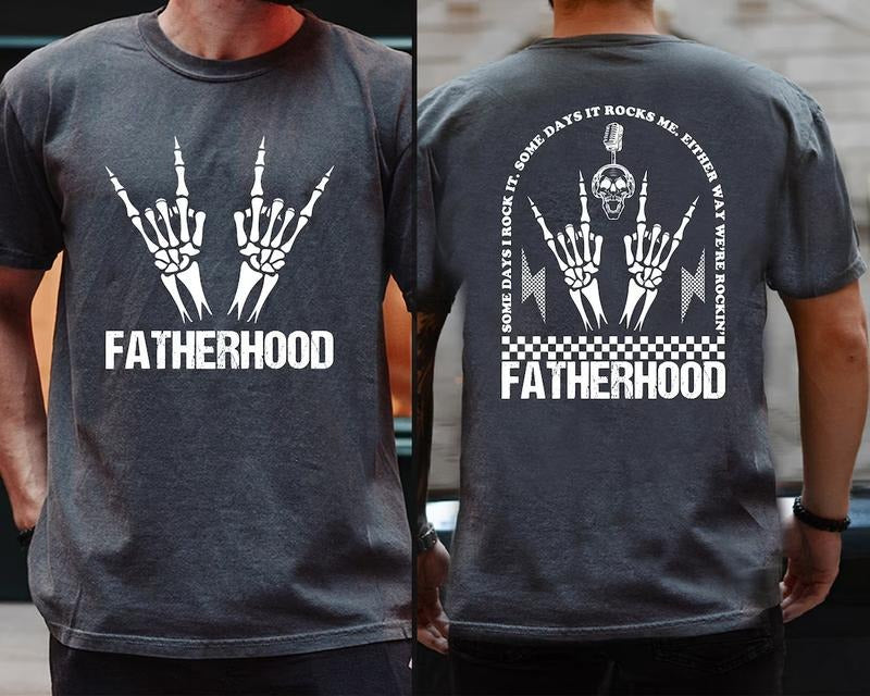 Fatherhood Shirt, Sometimes I Rock It Sometimes It Rocks Me Shirt, Dad Life Shirt, Fathers Day Gift, Funny Fatherhood T-Shirt, New Dad Shirt Menswear Top