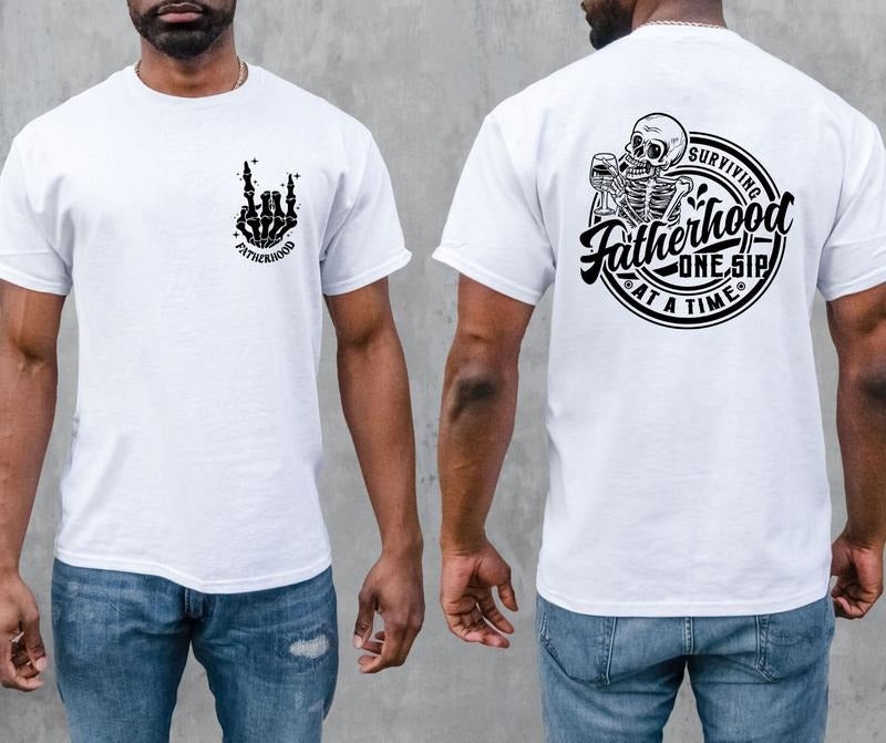 Fatherhood Surviving One Sip At A Time Svg Png Fatherhood Png Dad Svg Skull Svg Funny Png Sarcastic Png Pocket Included TK43GN