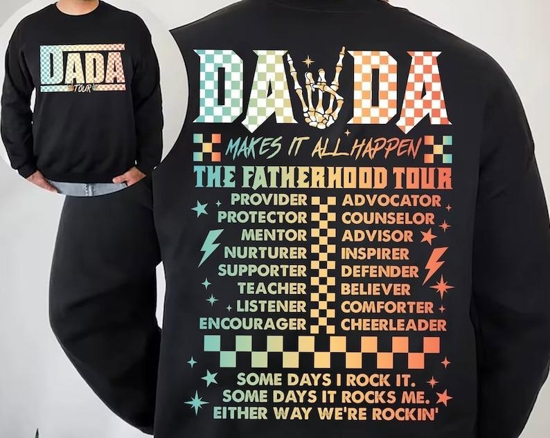 Fatherhood Tour Shirt, Sometimes I Rock It Sometimes It Rocks Me Shirt, Dad Rock Tour Sweatshirt, Funny Dada Tour Shirtstyle{n002}3