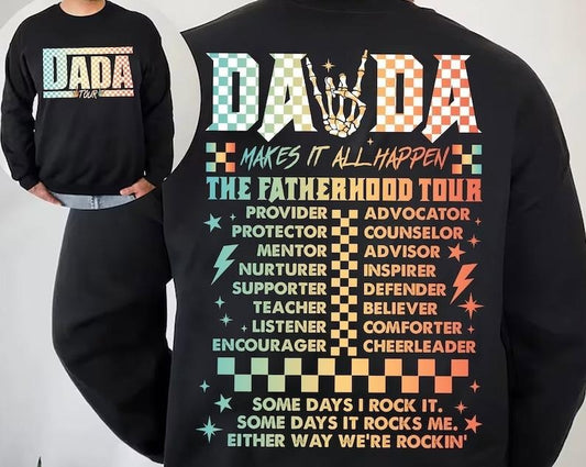 Fatherhood Tour Shirt, Sometimes I Rock It Sometimes It Rocks Me Shirt, Dad Rock Tour Sweatshirt, Funny Dada Tour Shirtstyle{n002}3