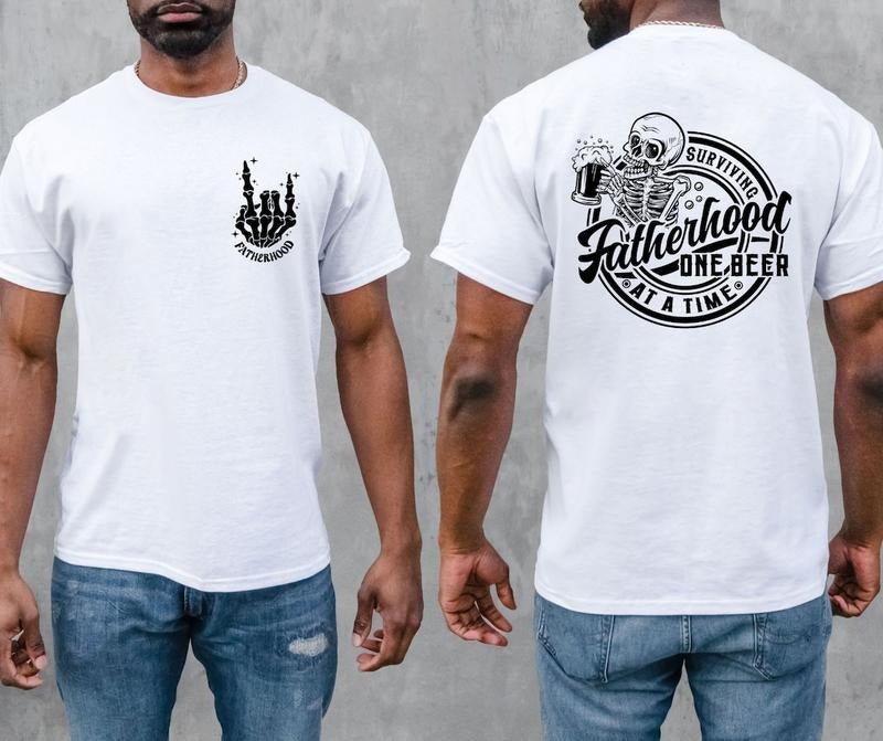 Fatherhood surviving one beer at a time shirt, Fatherhood shirt Cotton Menswear