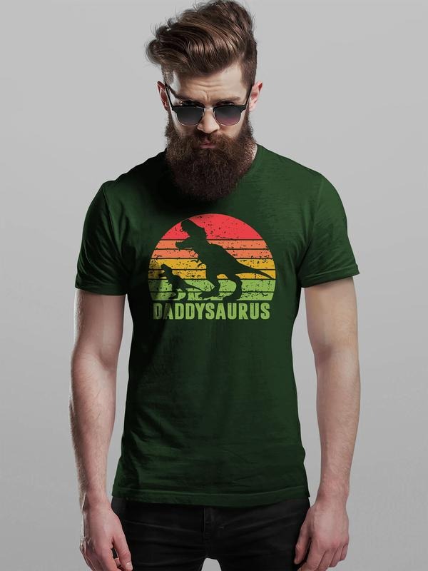 Fathers Day T Shirt Retro Daddysaurus T-rex Men's Fun Gift Novelty T-shirts TK43GN