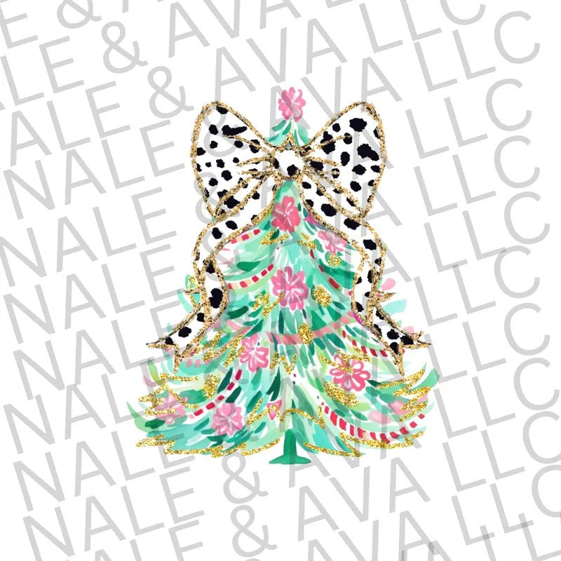 Faux Glitter Mint Christmas Tree DTF Transfer