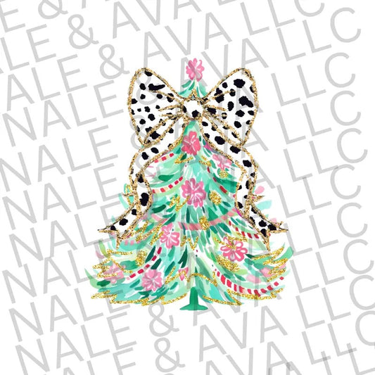 Faux Glitter Mint Christmas Tree DTF Transfer