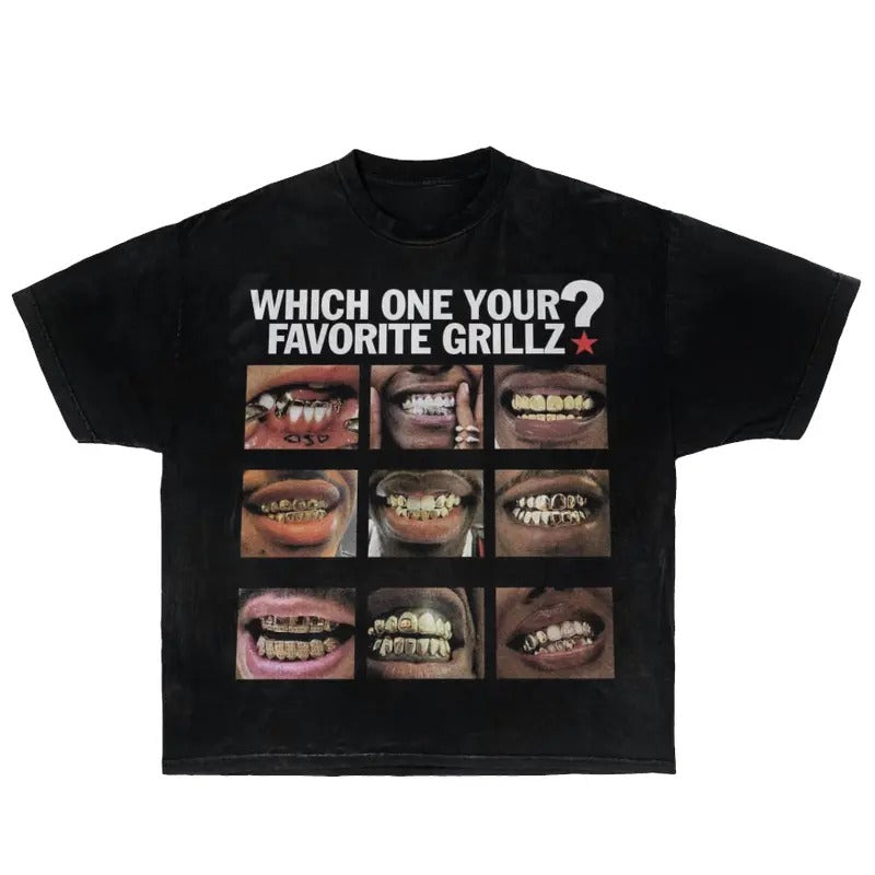 Favorite Grillz, y2k, fashion, streetwear, unisex, cotton, crew neck, vintage, Menswear Womenswear Top