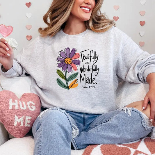 Fearfully And Wonderfully Made Sweatshirt, Wonderfully Sweatshirt, Fearfully Sweater, Perfect Gift Idea , Relatable T-shirt Print, Best Friend Gift, Printed Comfort Colors T-Shirt, Full Color Print