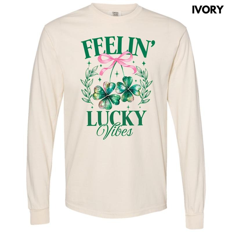 Feelin Lucky Vibes Long Sleeve Comfort Colors T-Shirt 'NLB'