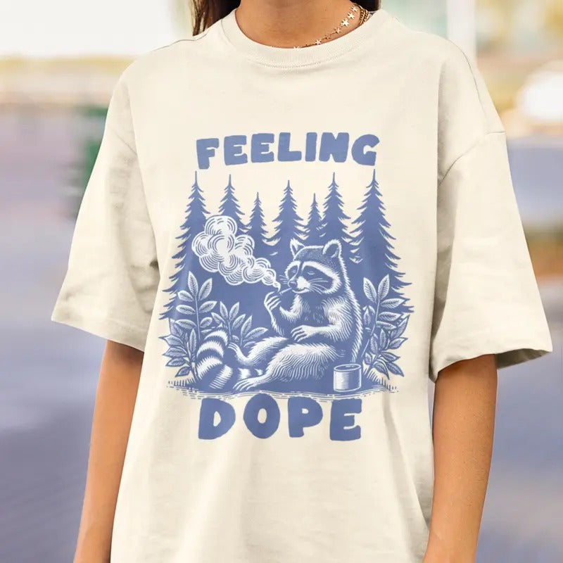 Feeling Dope Raccoon Vintage Unisex Shirt 420  Shirt Raccoon Getting High Shirt Funny  Magic Mushroom Shirt Funny Raccoon Gift