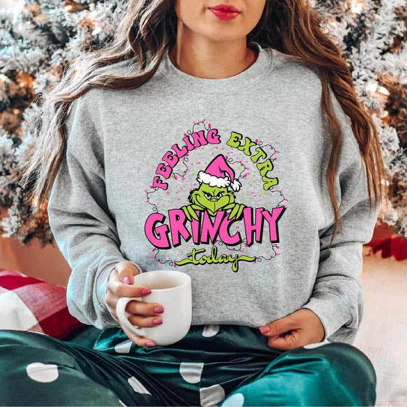 Feeling Extra Today Sweatshirt, Trendy Christmas Hoodie, Christmas Light Gift Sweater, Funny Winter Holiday Long Sleeve, Retro Christmas Hoodie.