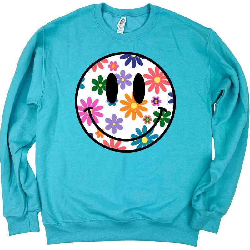 Feeling Floral Happy Face Sweatshirt 'NLB'