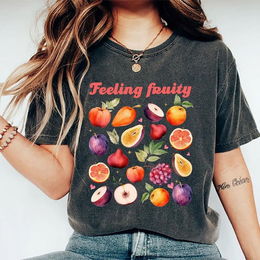 Feeling Fruity Shirt, Pride Month Graphic Printed Tee, Fruity Unhinged Shirt, Gay Pride T-shirt, Fruit Retro Tee, Fruit...