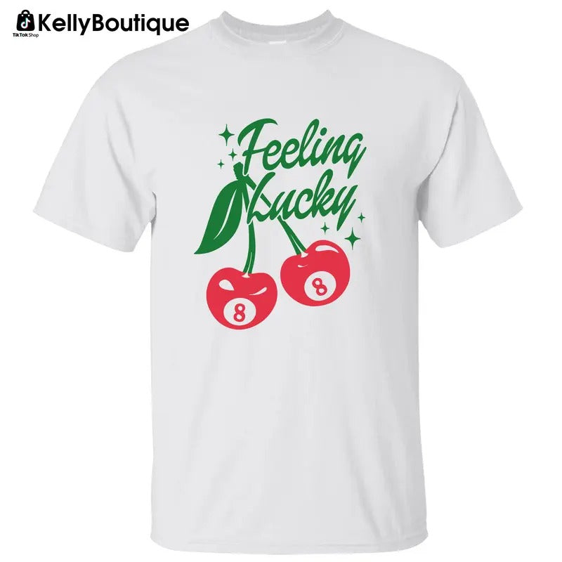 Feeling Lucky Cherries Magic 8 Ball Shirt, Funny St. Patrick Paddy's Day Irish Pride Graphic Printed Unisex Classic Cotton T-shirt Sweatshirt Hoodie