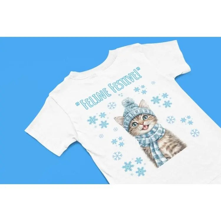 Feline Festive Christmas Cat T shirt, Quirky cat themed Christmas apparel, Funny cat Hoodie, Festive season holiday gift Made in USAstyle{n002}2