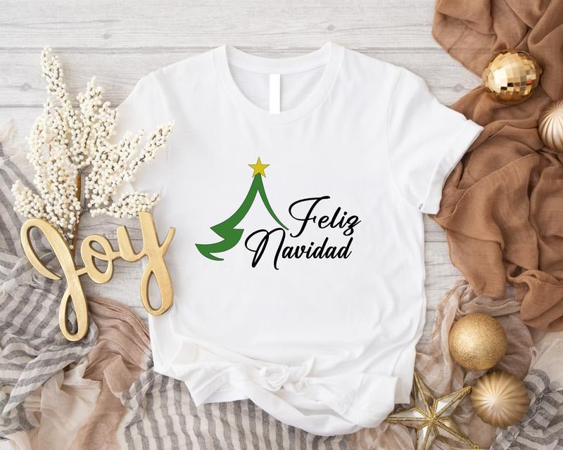 Feliz Navidad 2023 Shirt, Spanish Merry Christmas T-Shirt, Cousin Gift Tee, Unisex Winter Holiday Gathering Short Sleeve.