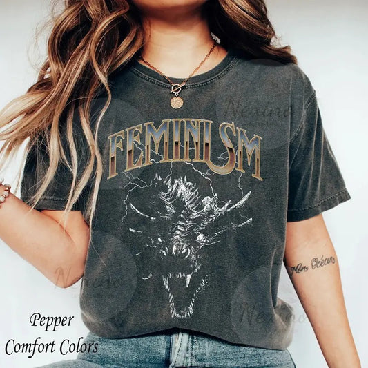Feminism Dragon Fantasy shirt, Feminist T-Shirt, Feminist art, Womens Empowerment Death Metal Shirt, Weirdcore, Ironic Shirt, Tiktokmademebuyit