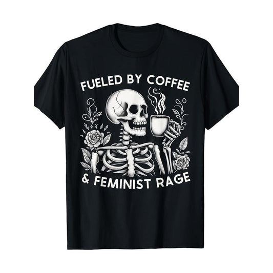 Feminist Coffee Lover's Dream: 100% Cotton T-Shirt with Geometric Print - Casual Round Neck, Short Sleeve Tee for All Seasons Made in USA
