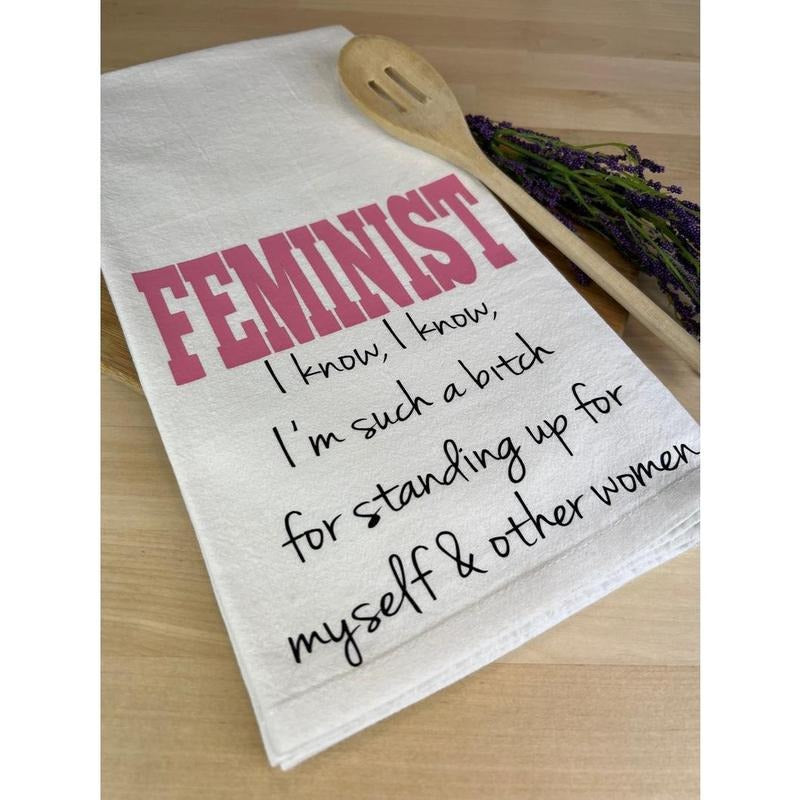 Feminist Cotton Tea Towel, Pro-Choice Kitchen Dishcloth Towel, Women's Rights Gift, Housewarming Gift Liberal Woman, Gift For Girl Friends