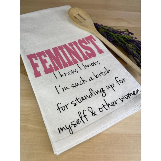 Feminist Cotton Tea Towel, Pro-Choice Kitchen Dishcloth Towel, Women's Rights Gift, Housewarming Gift Liberal Woman, Gift For Girl Friends