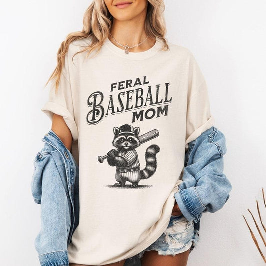 Feral Baseball Mom Tshirt, Raccoon Baseball Mom Shirt, Funny Gift for Mom, Baseball Mom Sweatshirt, Retro Baseball Mom Shirt