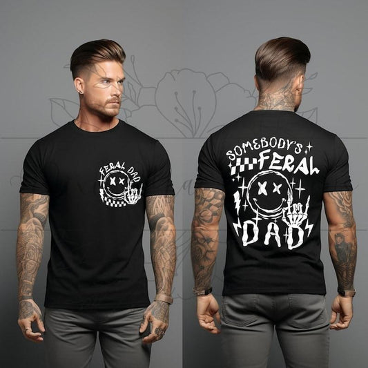 Feral Dad, Somebody's Feral Dad Retro Style Tee, Grunge Style Shirt, Peace Sign, Gift for Dad, Daddy Shirt, Father's Day...
