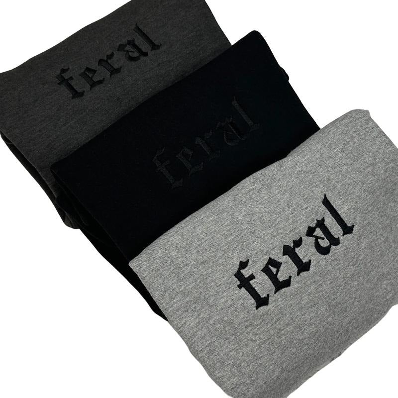 Feral Embroidered Crewneck Unisex Sweatshirt Casual Clothing Embroidery Long Sleeves