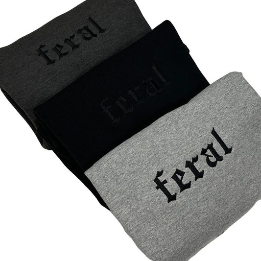 Feral Embroidered Crewneck Unisex Sweatshirt Casual Clothing Embroidery Long Sleeves