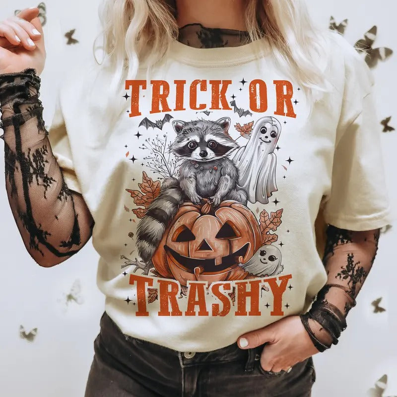 Feral Girl Halloween Shirt, Trick or trashy Shirt, feral Shirt, Halloween Sweater, Funny Halloween