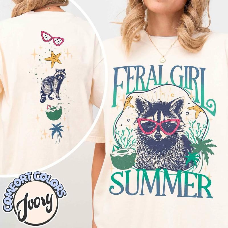 Feral Girl Summer Raccoon Shirt, Funny Meme Raccoon Sweatshirt, Feral Summer Shirt, Cowgirl Shirt, Western TShirt, Rodeo Shirt, Summer Girl Shirt
