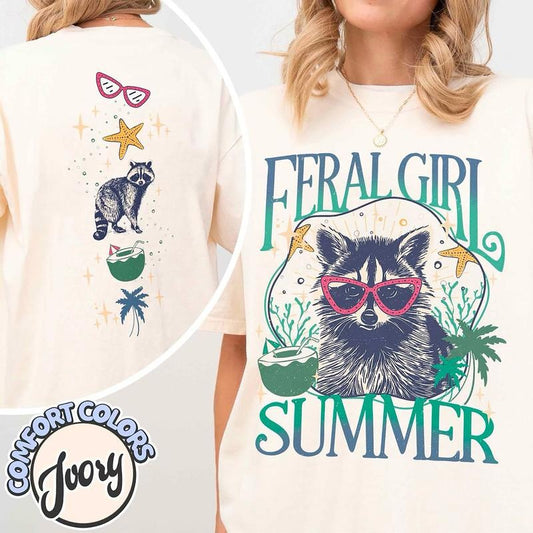 Feral Girl Summer Raccoon Shirt, Funny Meme Raccoon Sweatshirt, Feral Summer Shirt, Cowgirl Shirt, Western TShirt, Rodeo Shirt, Summer Girl Shirt