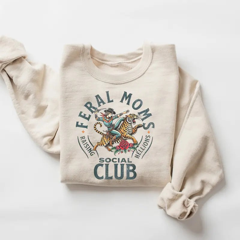 Feral Moms Social Club Shirt, Vintage Graphic Tee, Feral Mom Gift, Somebody's Feral Wife, Mom Life Tee, Trendy Mom Apparel