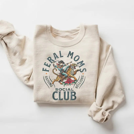 Feral Moms Social Club Shirt, Vintage Graphic Tee, Feral Mom Gift, Somebody's Feral Wife, Mom Life Tee, Trendy Mom Apparel