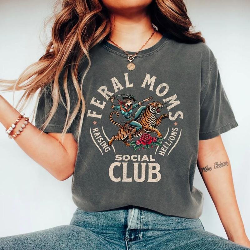 Feral Moms Social Club Shirt, Vintage Mom Sweatshirt, Feral Mom Shirt, Somebody's Feral Wife Sweatshirt, Mom Life Tshirt, Trendy Mom Apparel