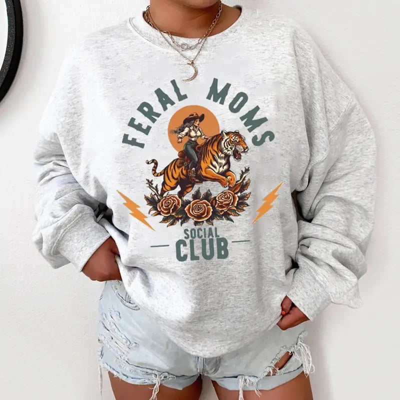 Feral Moms Social Club T-Shirt, Feral Mom Sweatshirt, Cowboy Western Mom Tee, Mom Life Shirt, Mom Club T-Shirt, Vintage Mom Sweater, Mother's Day Gift