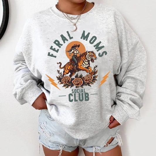 Feral Moms Social Club T-Shirt, Feral Mom Sweatshirt, Cowboy Western Mom Tee, Mom Life Shirt, Mom Club T-Shirt, Vintage Mom Sweater, Mother's Day Gift