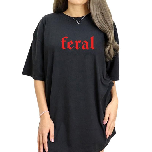 Feral Vintage Shirt, Feral Women Tee, In My Feral Era Graphic Printed Tee, Vintage Feral Mom Unhinged Shirt, Sarcastic Funny Comfy Fabric Oversized Graphic Tee, Women's Tops, Womenswear, Cotton Fabric Tee