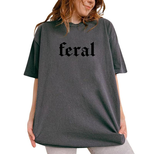Feral Vintage Shirt, Vintage Stay Feral Tee, In My Feral Era Graphic Printed Tee, Sarcastic Funny Adult Unhinged Shirt, Feral Women Comfy Fabric Oversized Graphic Tee, Women's Tops, Womenswear, Cotton Fabric Tee