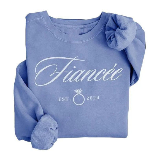 Fiancee Fiance Engagement Sweatshirt, T-shirt Ring Announcement Ideas, 2025 -2026 Bride to Be Gift Idea, Unisex Cotton Day