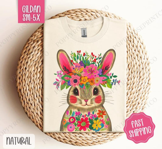 Fiesta Bunny Shirt Gildan, Cute Easter Tee, Trendy Bunny Women's Tshirt Plus Sizes, Gift for Her