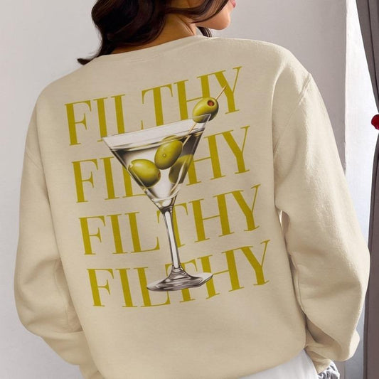 Filthy Martini Sweatshirt, Dirty Martini Lover Gift, Bachelorette Party Shirt, Martini Pullover, Tini Time Sweater Preppy, Gift for Herstyle{n002}2