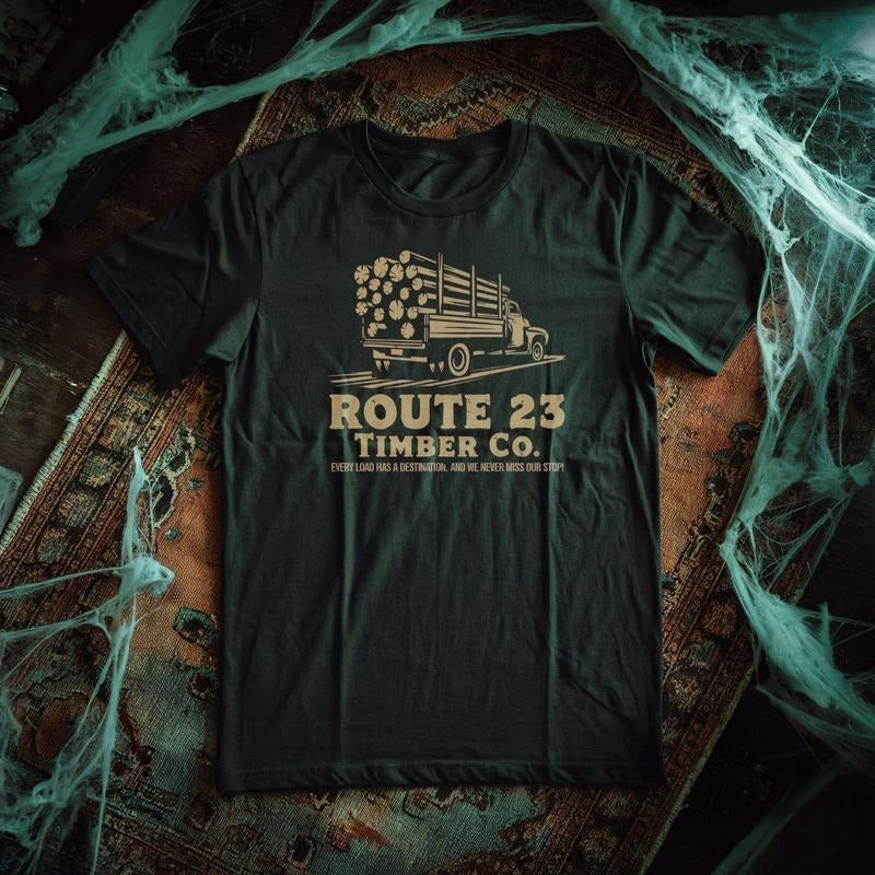 Final Destination 2 Log Truck - Route 23 Timber Co - horror movie gift goth gifts movie fan - final destination tshirt