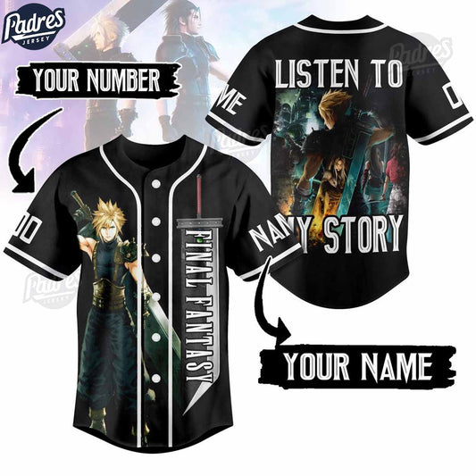 Final Fantasy Listen To My Story Custom Baseball Jersey Style - Padres Jersey Oasis: Elevate Your Baseball... (Image 1)