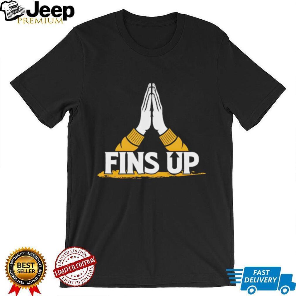 Fins Up Praying Hands Football Fan Graphic T Shirt