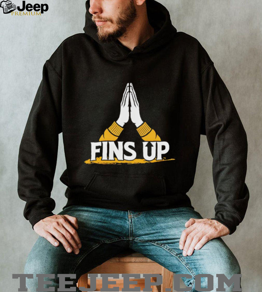 Fins Up Praying Hands Football Fan Graphic T Shirt