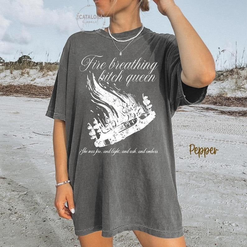 Fire Breathing Bitch Queen, Subtle SJM shirt, TOG, Kingdom of Ash, Rowan, Dorian, Manon, SJM, Aelin fireheart shirt, Bookish reading shirt