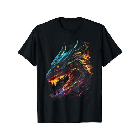 Fire Dragon Flame Dragon Graphic Tees Men Women Boys Girls T-Shirt Made in USA