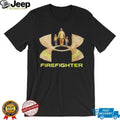 Firefighter Dad and Children Watercolor Shield Hero T Shirt