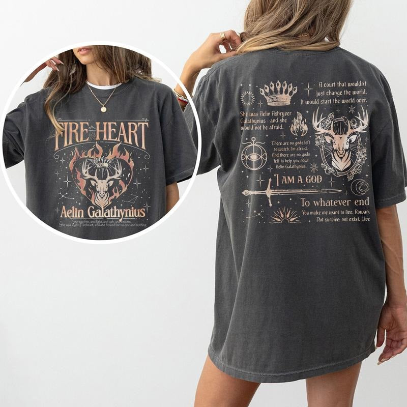Fireheart TOG Fan Merch Comfort Colors Shirt, Aelin Galathynius Fireheart T Shirt, To Whatever End Tee, Bookish Gift, Fantasy Apparel