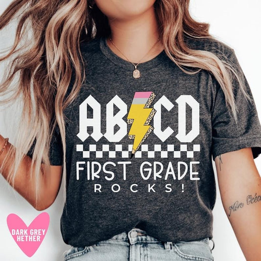 First Grade Rocks Teacher Shirt Gift for Teacher Appreciation Gifts for 1st Grade ABCD First Grade Rocks Elementary  T-shirt, sweater and Hoodie