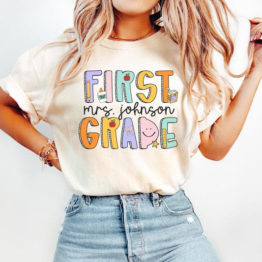 First Grade Teacher Comfort Colors Shirt, First Grade Dream Team Shirt, Personalized 1st Grade Teacher, Back to School Teacher Gifts